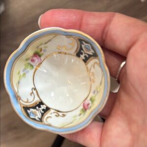 vintage Noritake hand-painted floral porcelain pedestal bowl